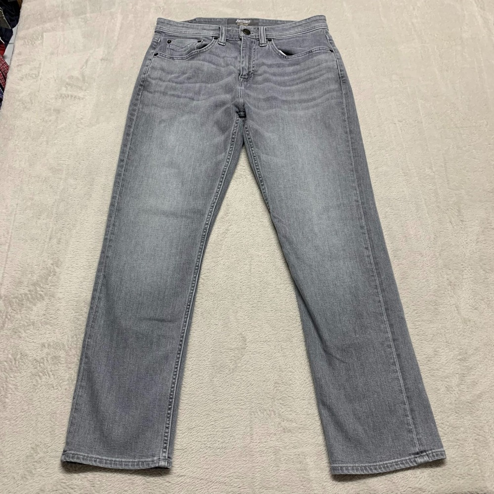 Revtown Jeans Mens‎ 33x29 Sharp Light Gray Straight Stretch Decade Denim